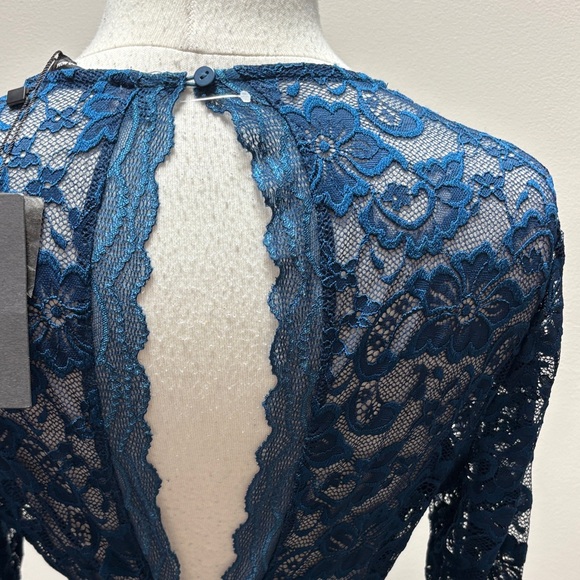 NWT Vero Moda Teal Lace Long Sleeve Dress - Picture 4 of 6